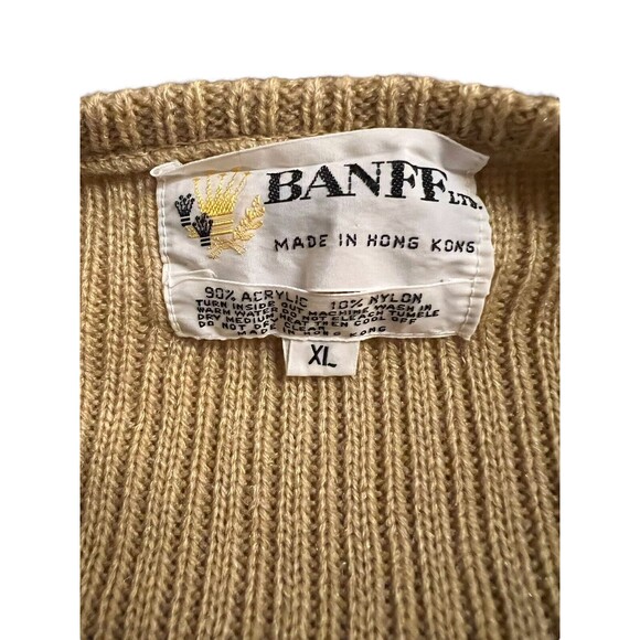 Vintage Banff Ltd Cable Knit Sweater Vest Button Waist XL Brown Acrylic Nylon - Picture 4 of 4